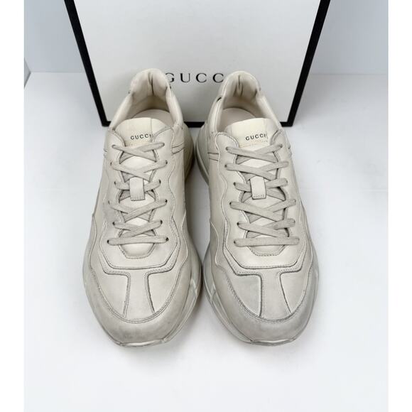 Size 14US - Gucci Rhyton Distressed Ivory Leather Sneakers NEW